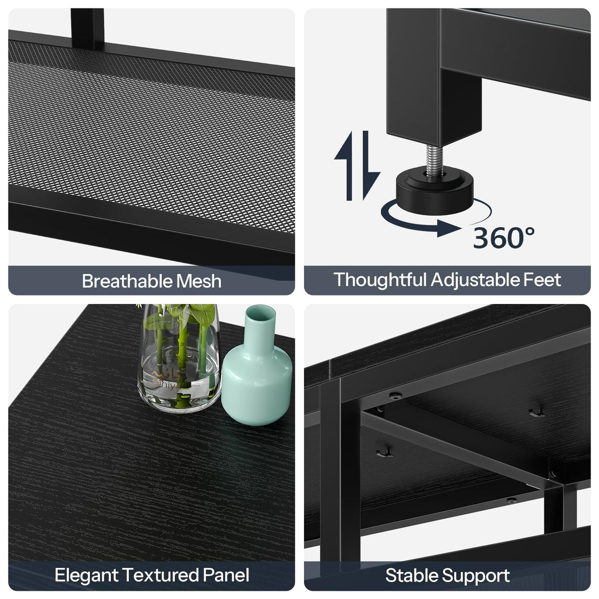 Black LED TV Stand with Charging Station