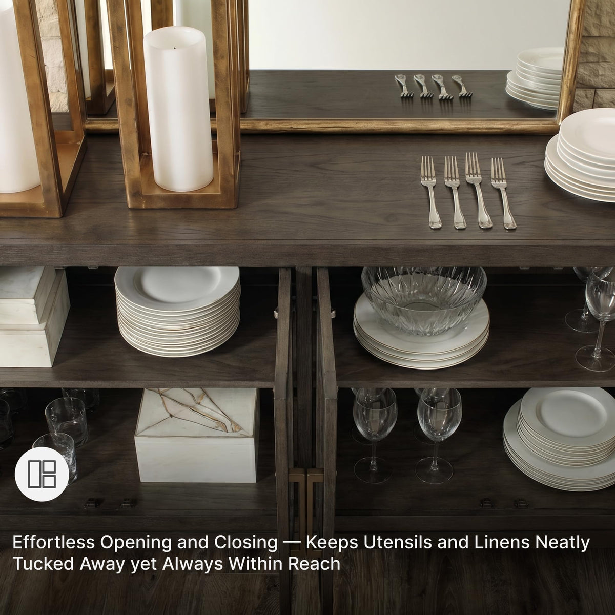 Signature Design by Ashley Burkhaus 1-Piece Buffet Cabinet, Dark Brown