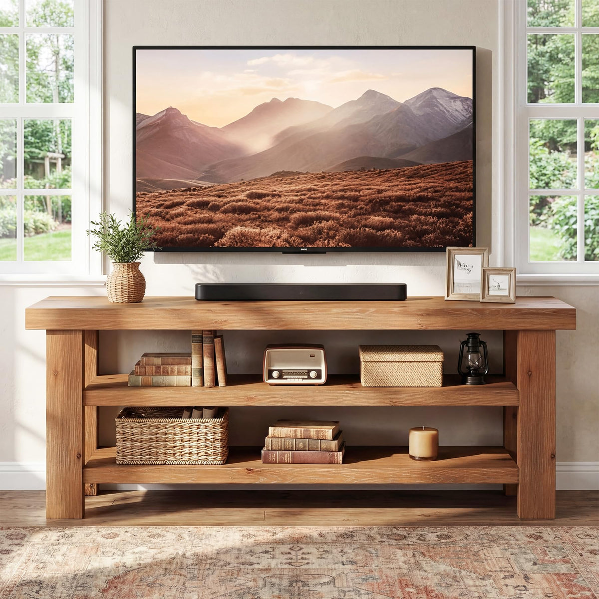 Solid Fir Wood TV Stand