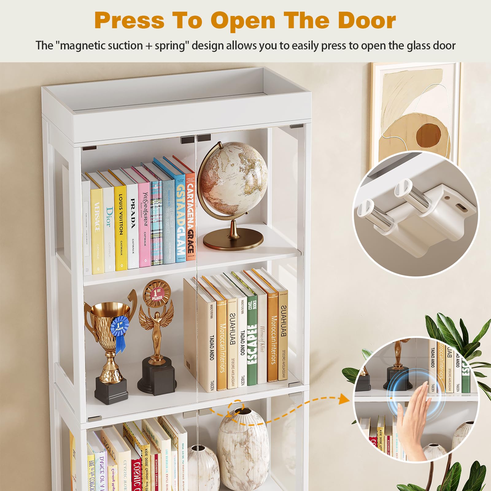70" Glass Display Cabinet – 4-Tier Curio Cabinet