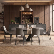 Extendable Sintered Stone Dining Table, 79 Inch, 1 Table + 6 Chairs