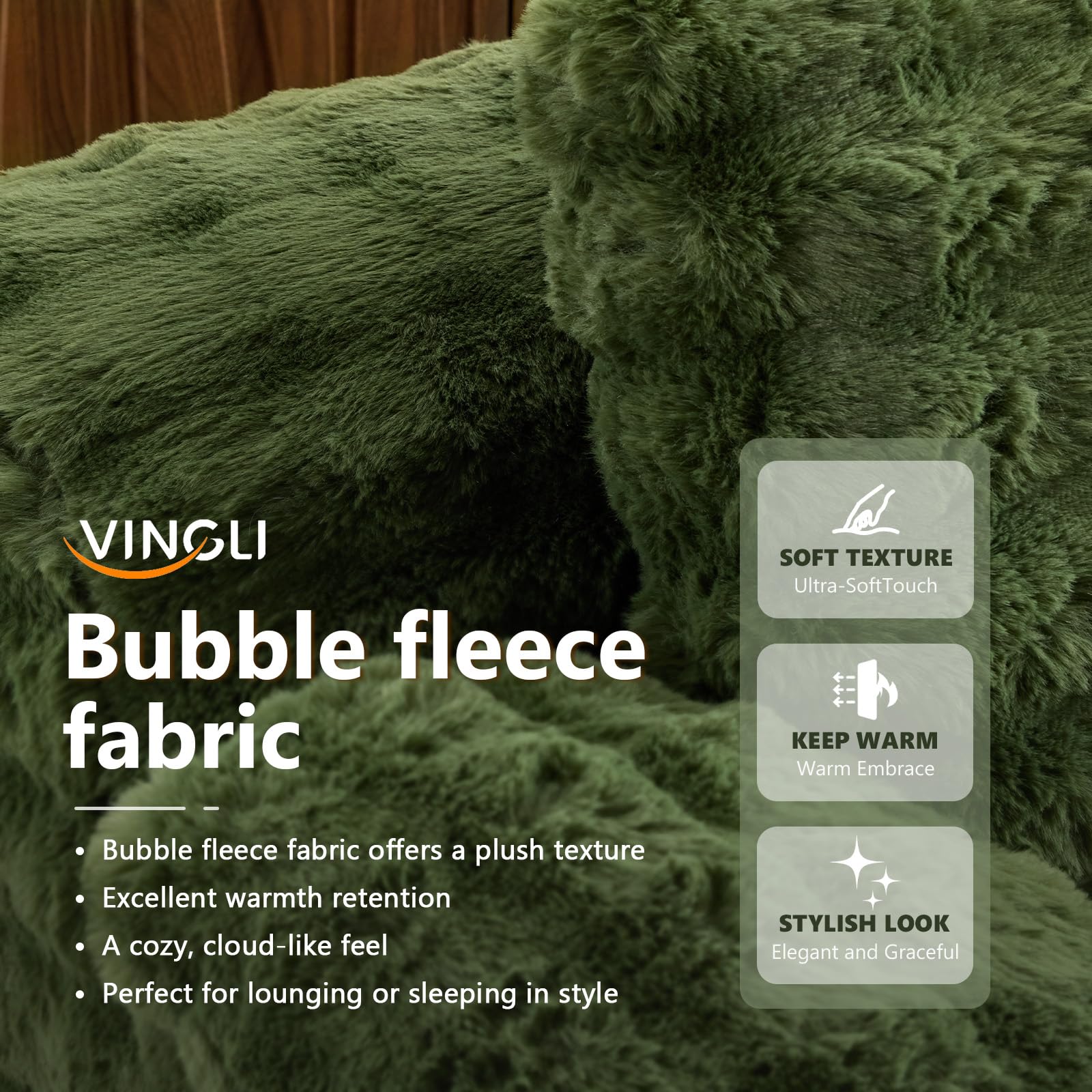 VINGLI Boneless Chaise Lounge Chair Indoor, 55.5" Deep Seat Sleeper Sofa Bed Upholstered Bubble Fleece Fabric Couches for Living Room, Bedroom, Play Room, No Assembly Required