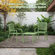 BUPPLEE 3 Piece Patio Bistro Set, Outdoor Steel Furniture Set, Stackable Modern Conversation Sets for Balcony Garden Deck Patio w/2 Chairs 1 Table, Sauge Green