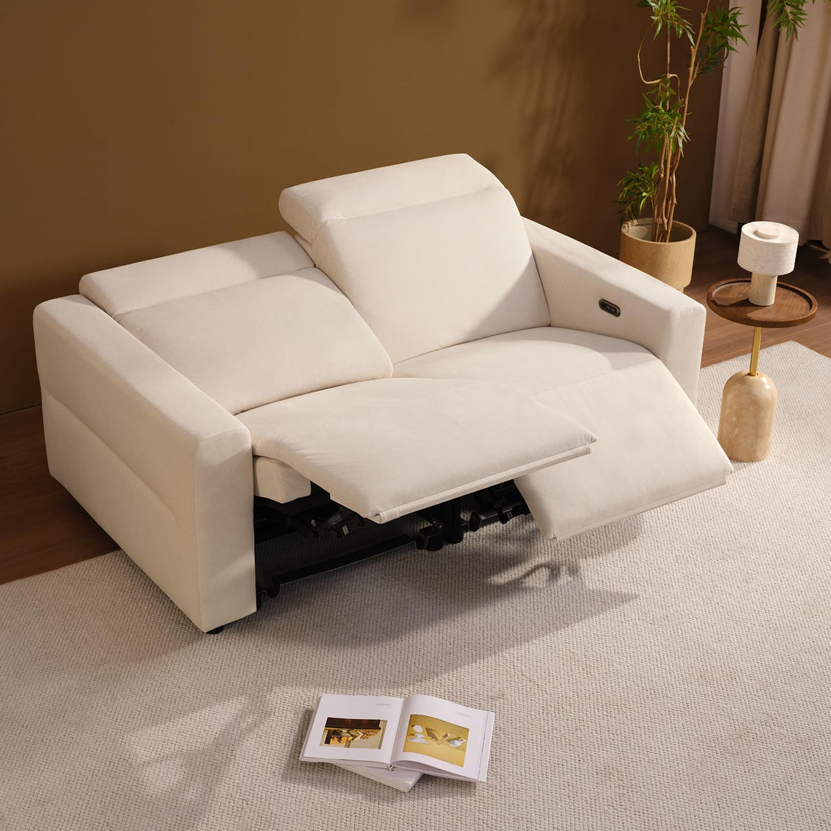 ModernMate Lodden 70" Power Reclining Loveseat Sofa, Beige