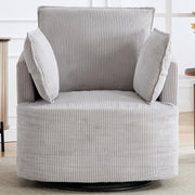 360° Swivel Barrel Chair with Corduroy Upholstery & 3 Pillows