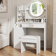 White LED Makeup Vanity with Stool