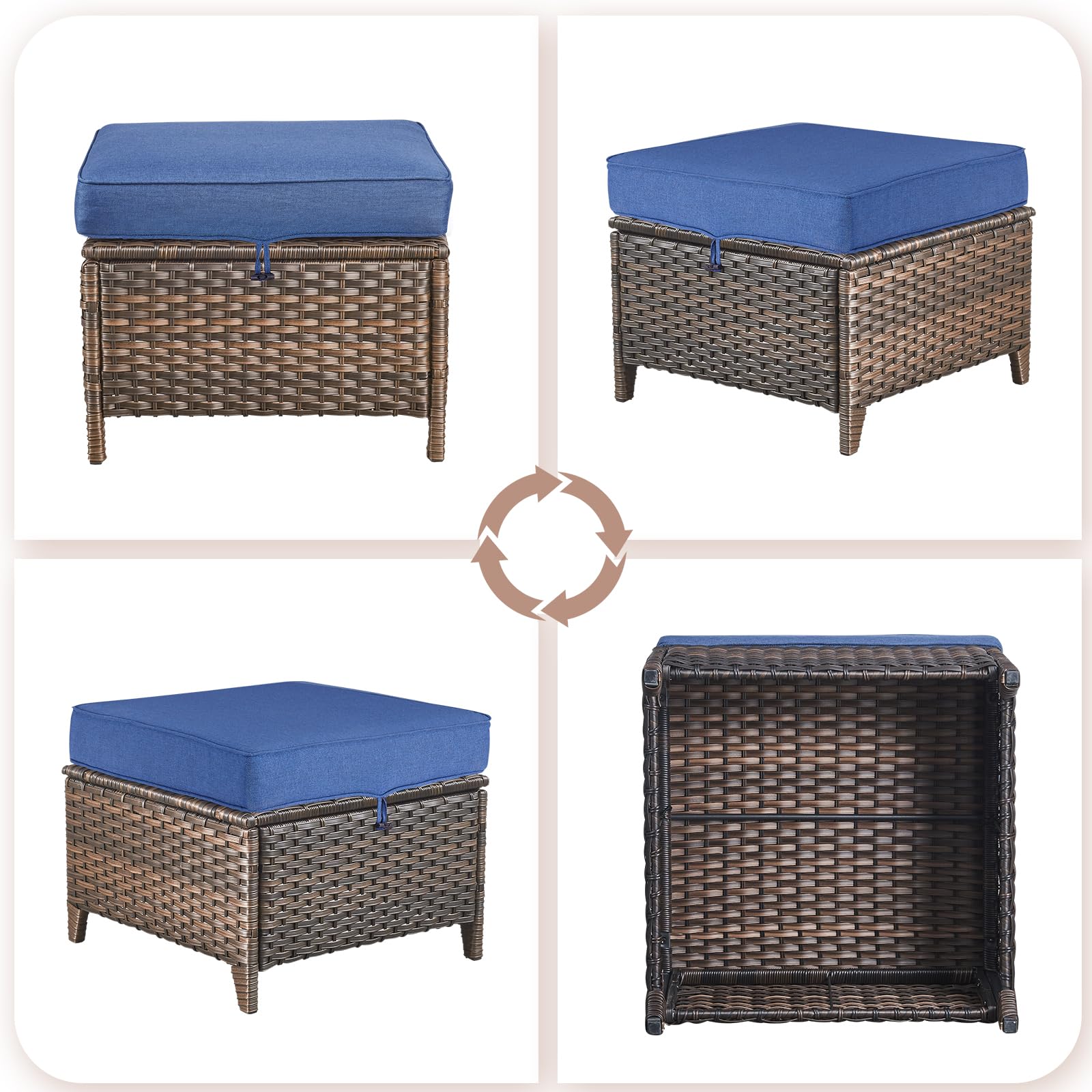 Outdoor Wicker Patio Ottoman Set (2-Piece)