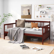 MAT EXPERT Twin Daybed, Pine Wood Daybed with 3-Side Rails & 10 Support Slats, Under Bed Storage Space, 2-in-1 Sofa Bed Frame for Living Room, Bedroom, Deck, Guest Room (Espresso)
