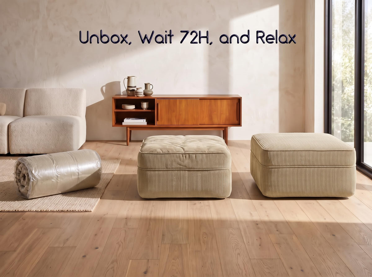 Tirstice 30.3" Oversized Square Corduroy Ottoman, Camel