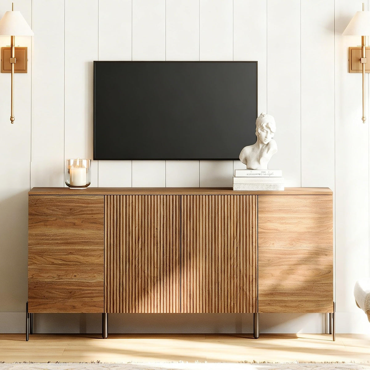 Fluted Buffet Cabinet with 4 Doors
