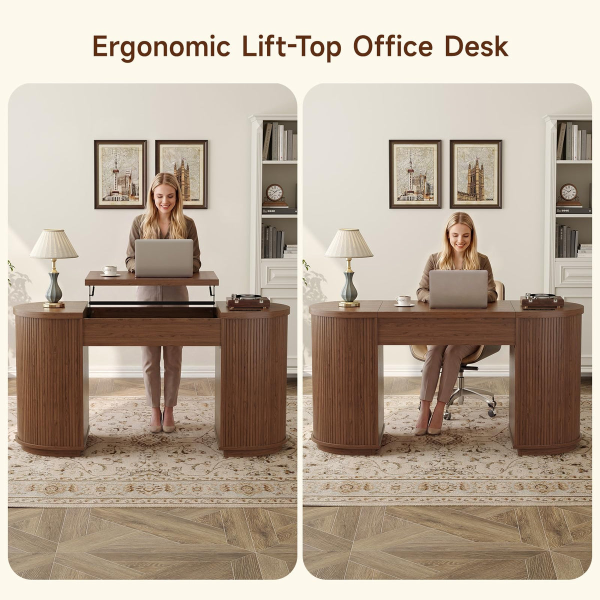 Lift-Top Desk with Charging Outlets