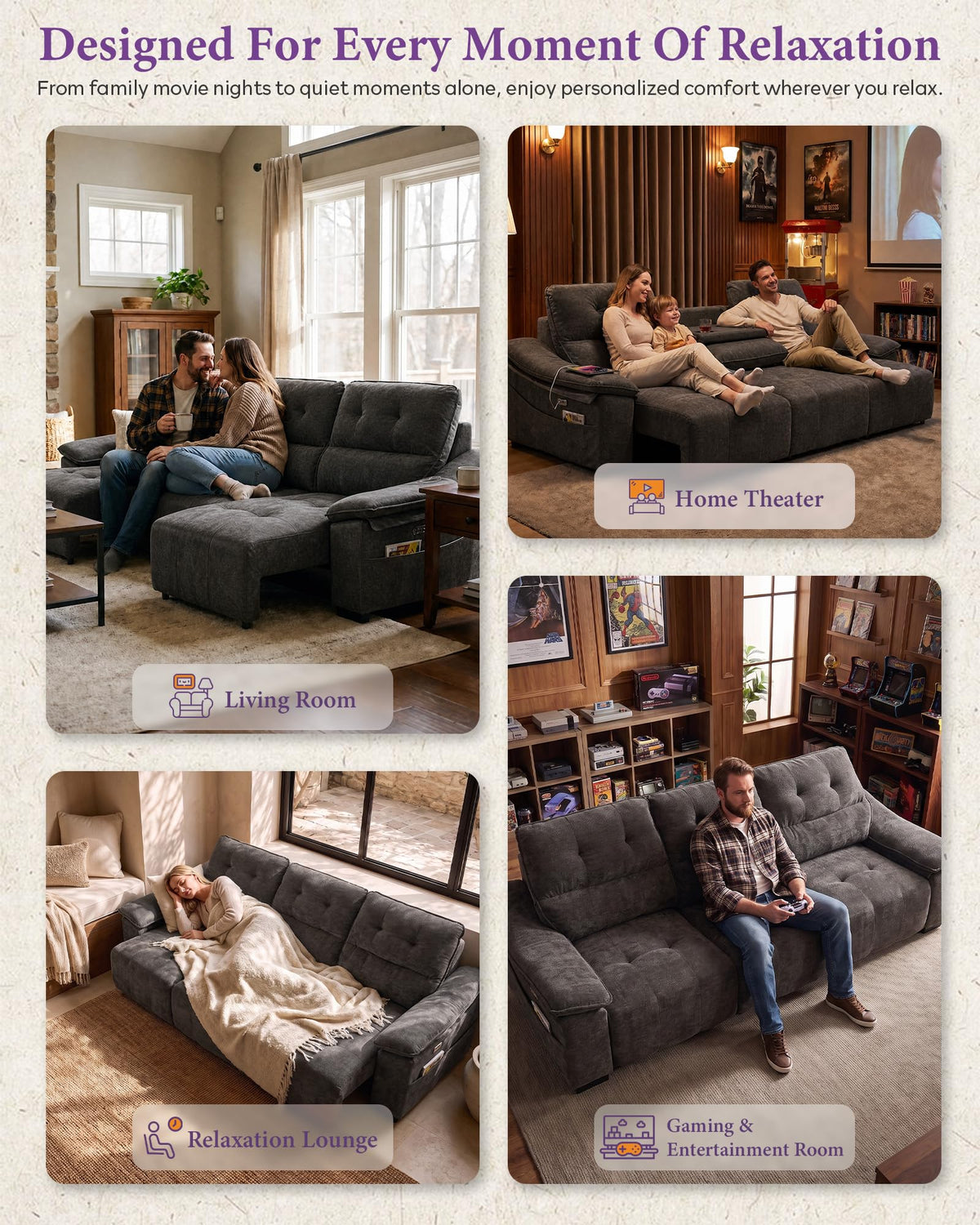 Chenille Power Reclining Sofa