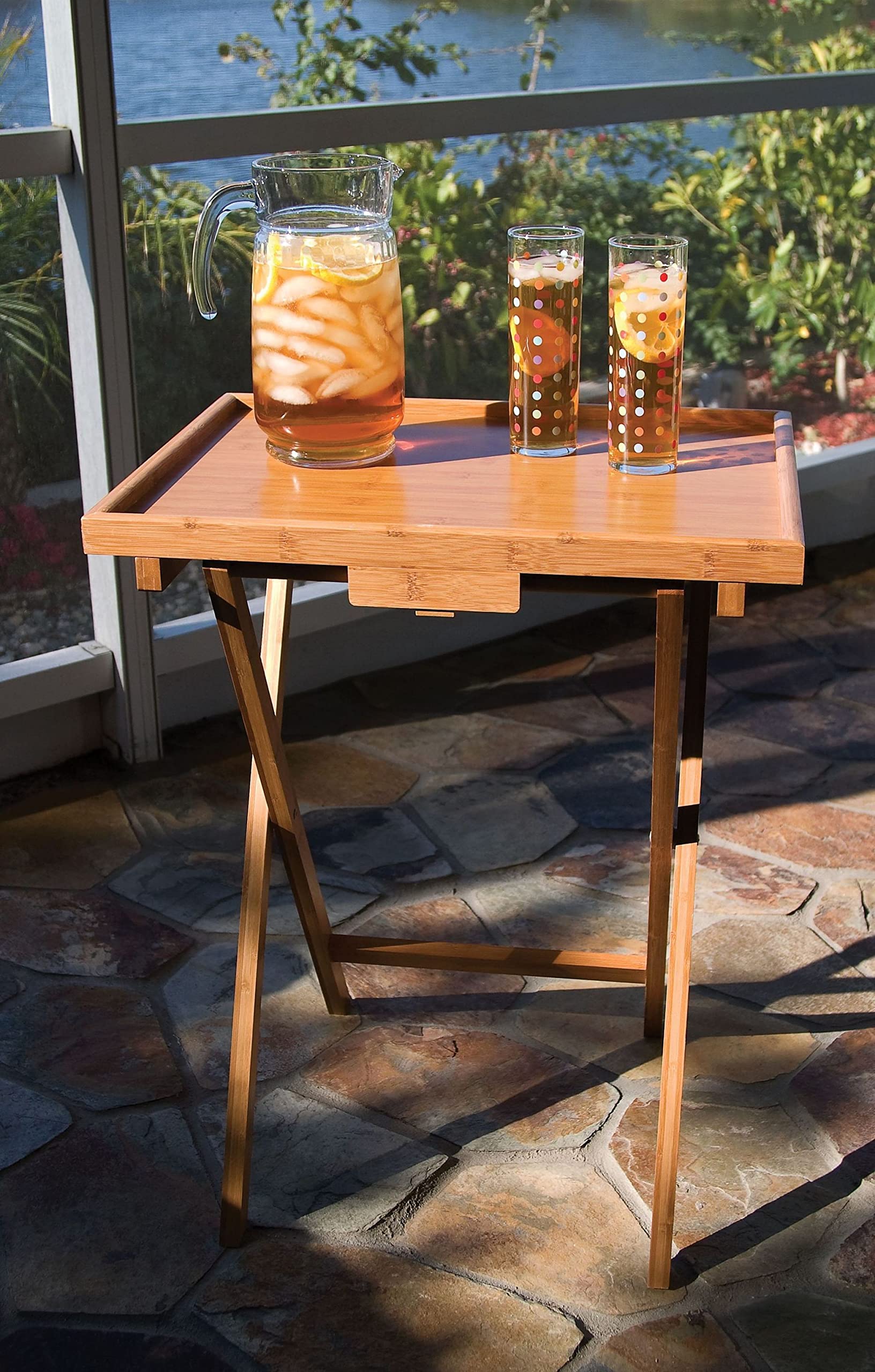 Bamboo Lipped Folding Snack Table