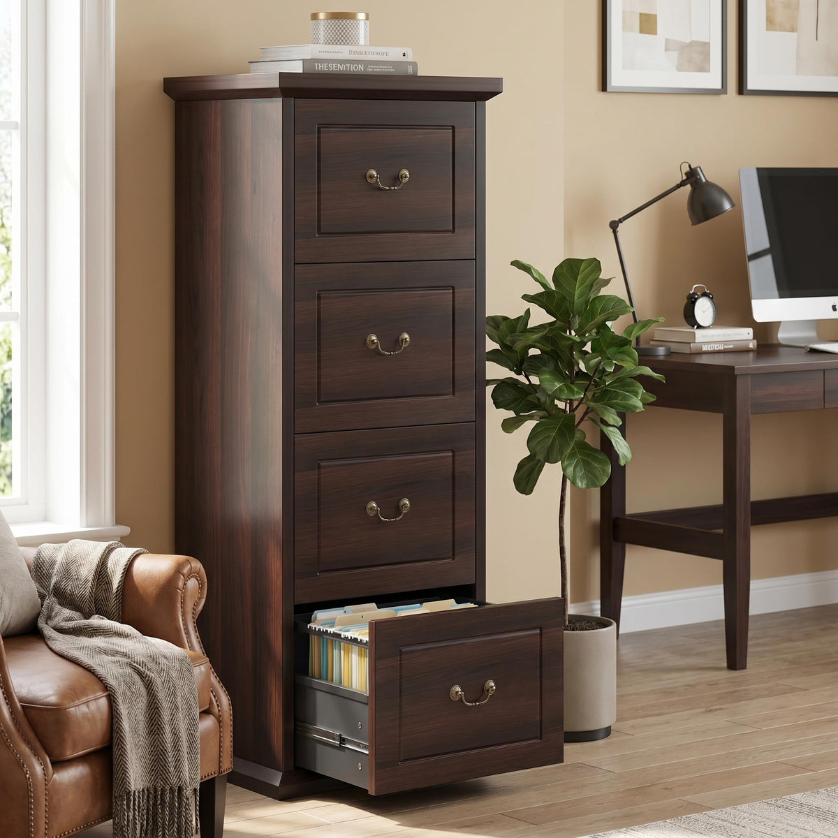 Tribesigns Wooden Vertical 4-Drawer File Cabinet for Home Office