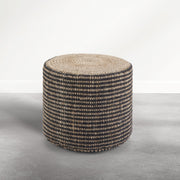 Round Braided Jute Pouf Ottoman, 18" Wide