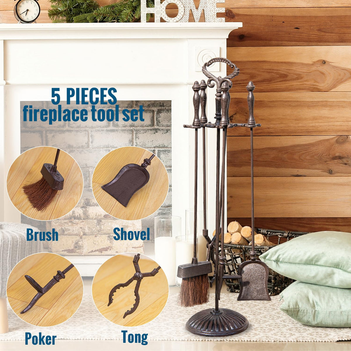 Cast Iron Fireplace Tool Set