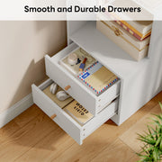 IRONCK Corner Bookshelf, 70.87" Tall Corner Bookcase with Drawers, Corner Shelf Storage Display Rack for Living Room Home Office, White