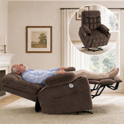 Dual Motor Power Lift Recliner Chair for Elderly, Extra Wide Infinite Position Lift Chair, Lay Flat Reclining Chair for Big & Tall Adults, Heavy Duty with Extended Footrest, Brown