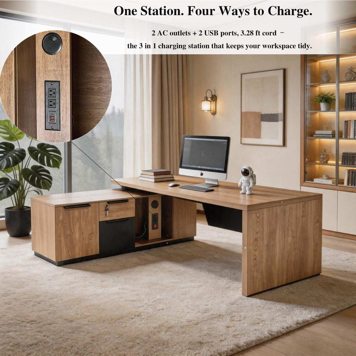 Retractable L-Shaped Executive Desk