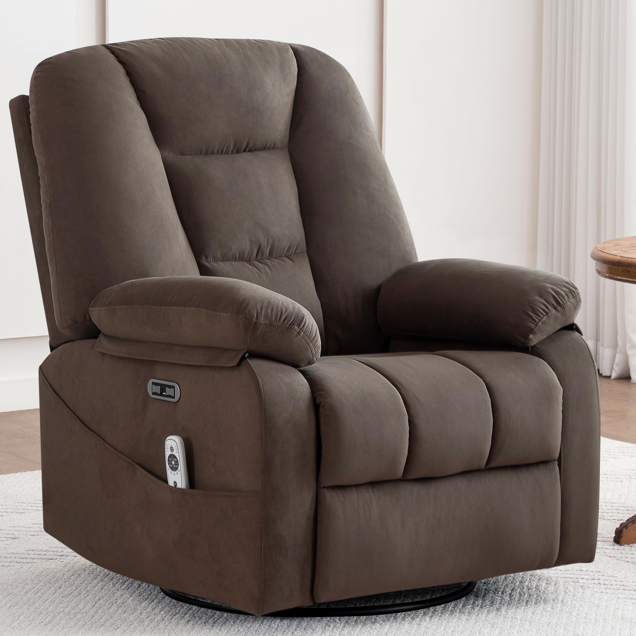 Power Swivel Rocker Recliner with Massage & Heat