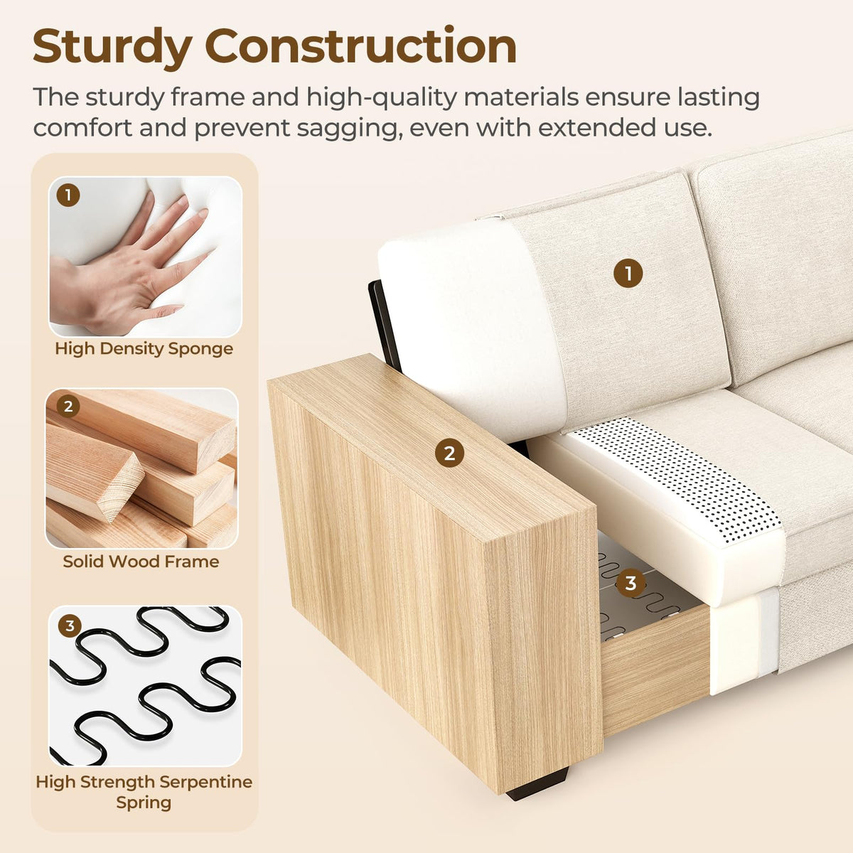Chenille Storage Sectional Sofa