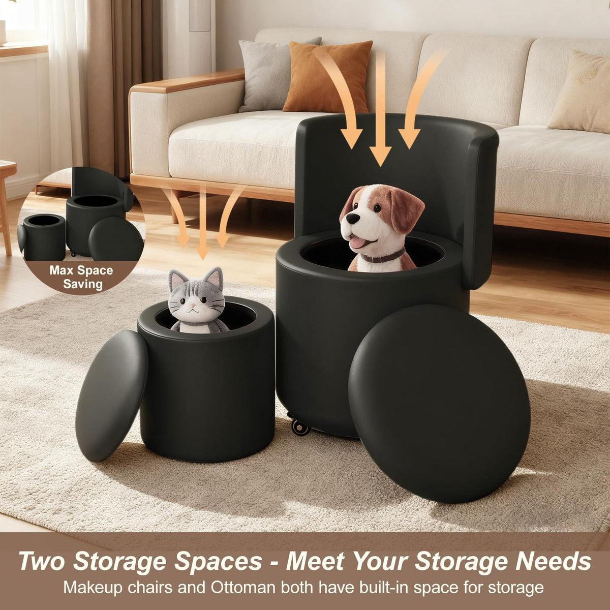 Rolling Storage Vanity Chair