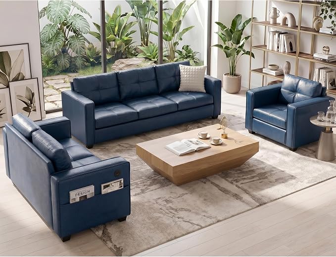 Faux Leather Sofa Set