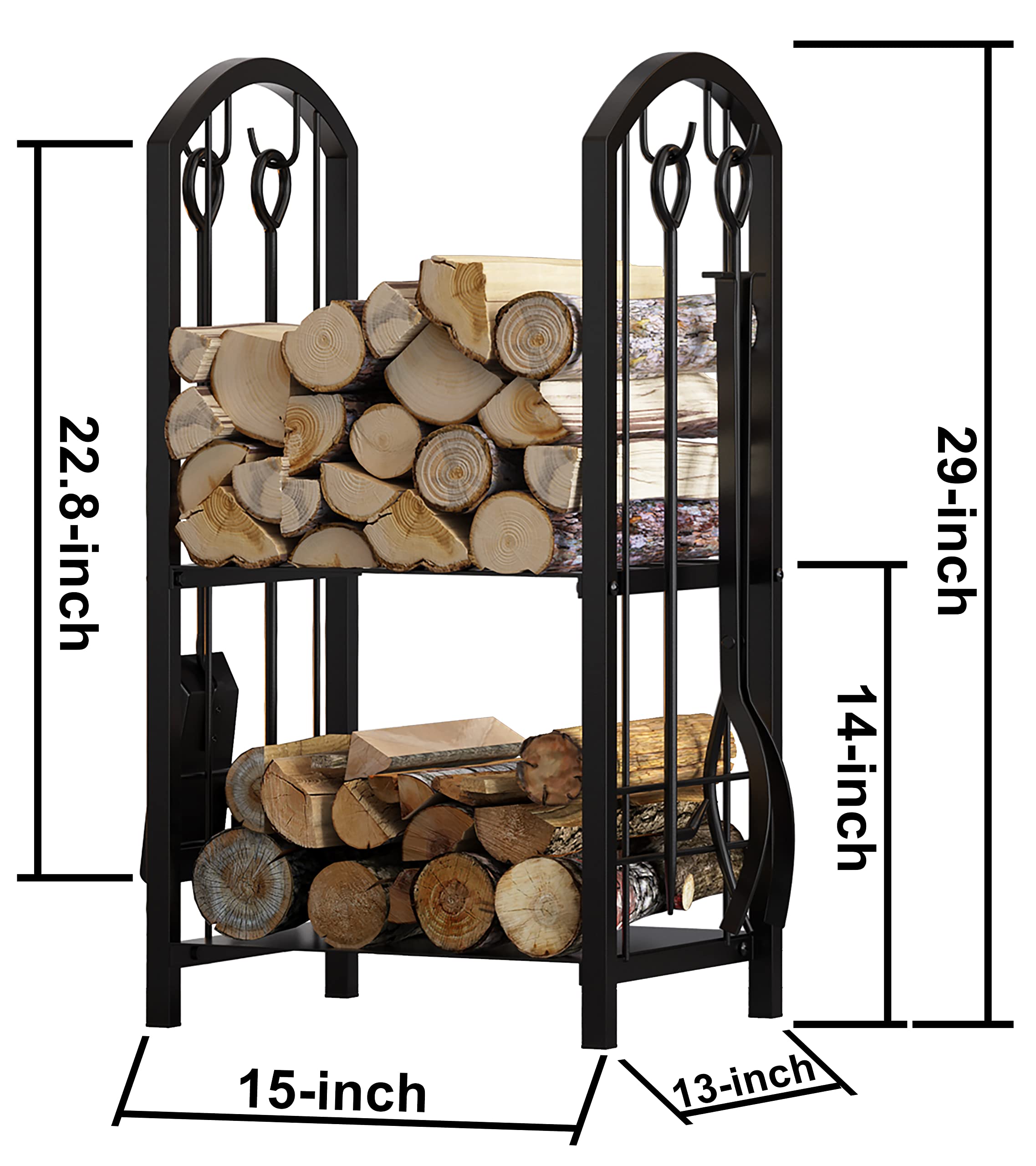 Firewood Log Rack with 4-Tool Set
