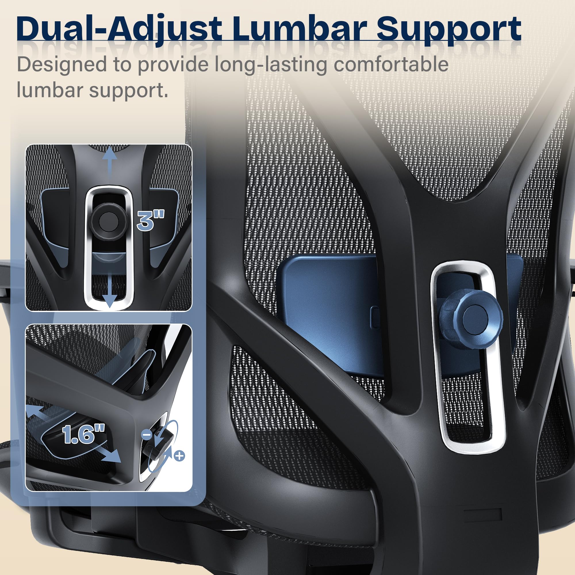 Ergonomic Mesh Office Chair with Lumbar Support & 3D Armrests