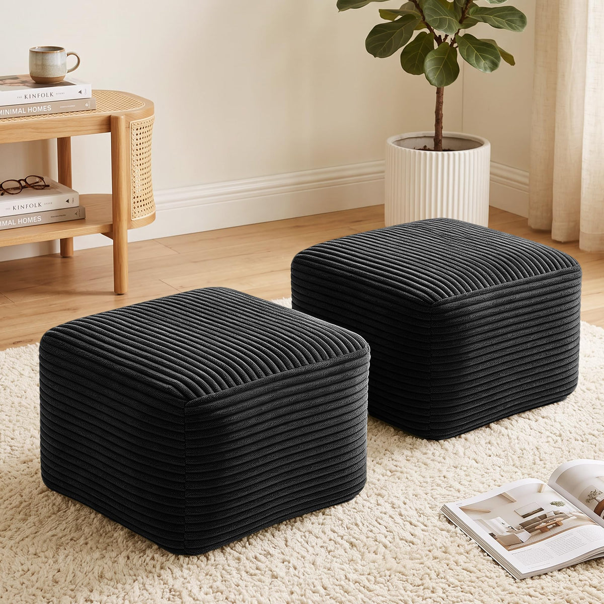 Corduroy Ottoman Set of 2