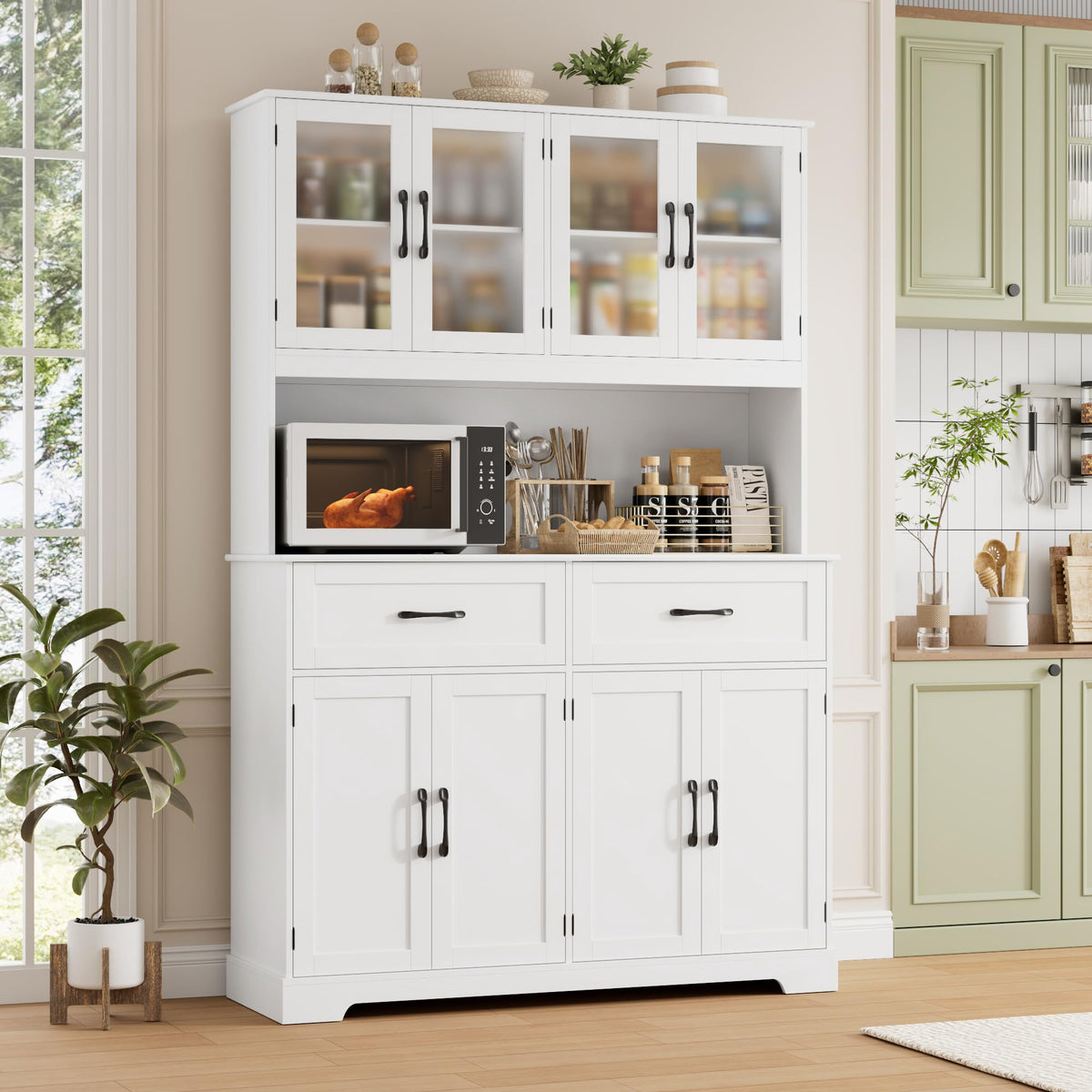 BOTLOG 71" Large Pantry Storage Cabinet with Microwave Stand