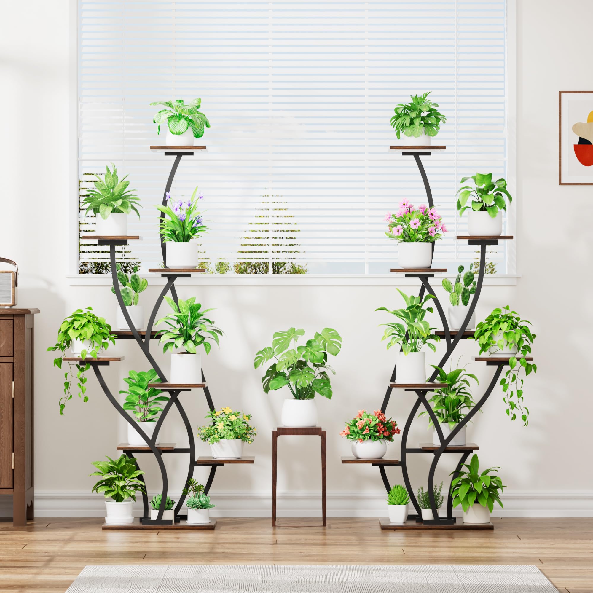 Indoor Plant Stand with Grow Light, 9-Tier, Set of 2