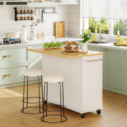 JY QAQA 39" Kitchen Island on Wheels with Storage Cabinet Kitchen Cart Cabinet with Shelves, Cart Handle for Towel Rack or Free Mobility, Portable Islands for Kitchen, White
