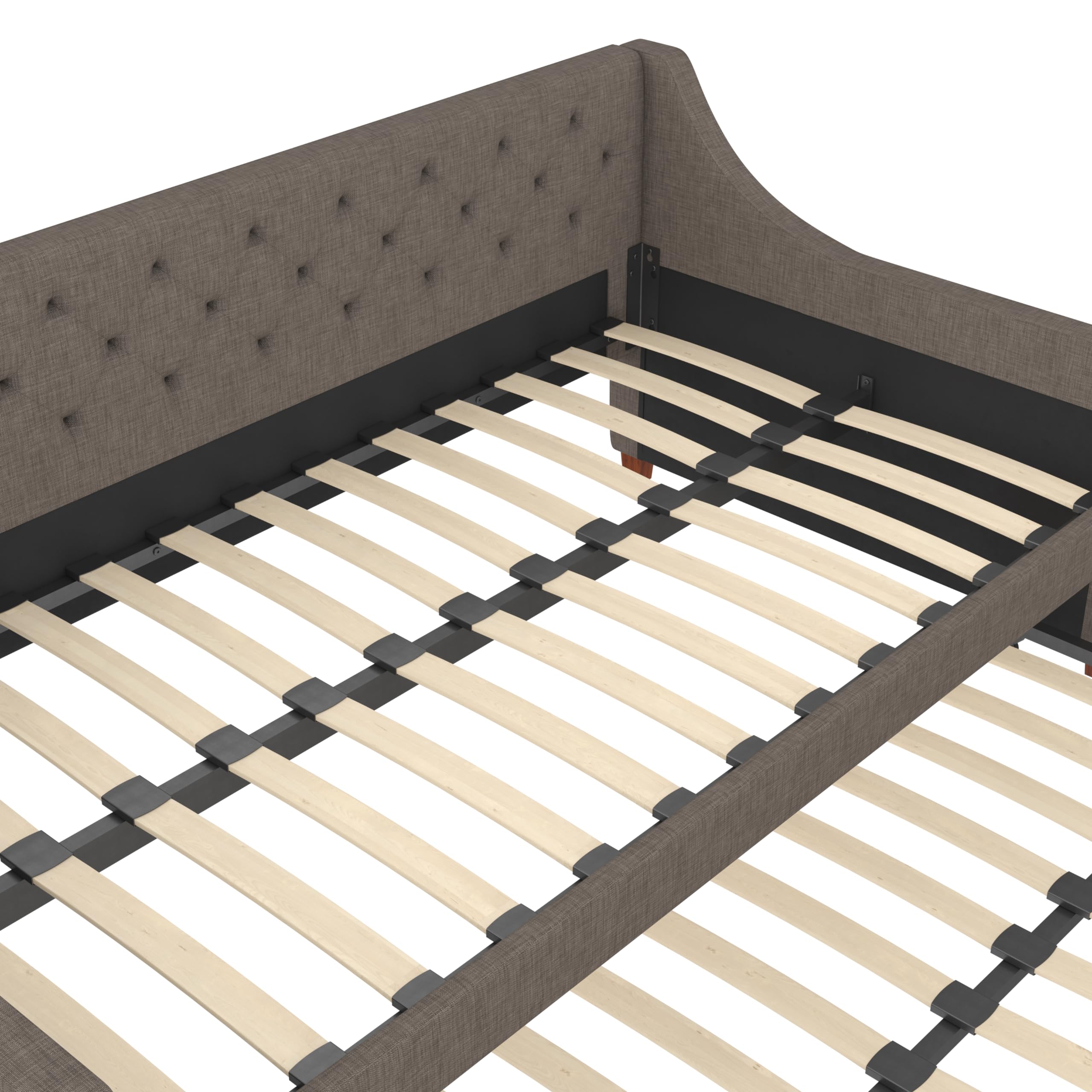 Novogratz Her Majesty Upholstered Daybed and Trundle, Twin over Twin, Grey Linen