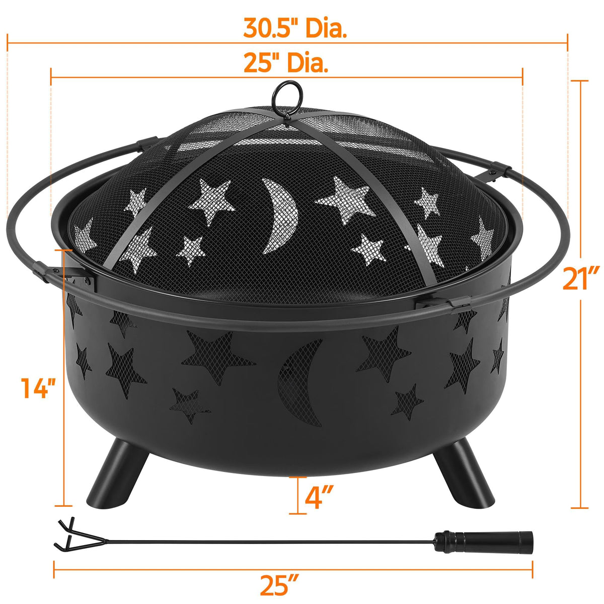 Yaheetech 30in Fire Pits for Outside Wood Burning Outdoor Fireplace