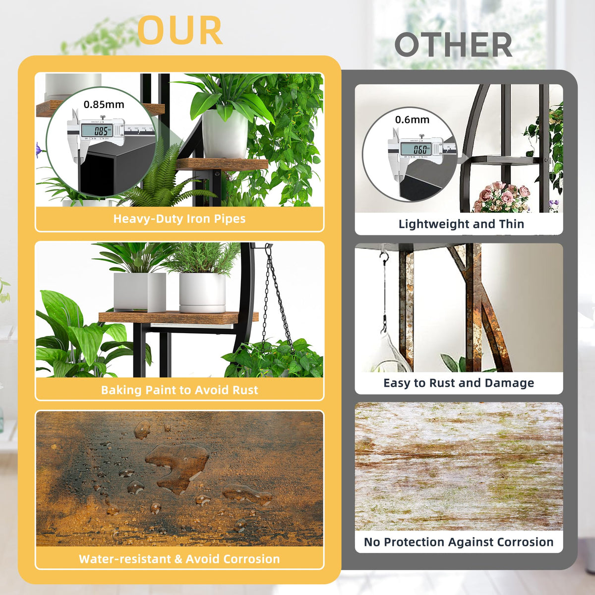 BACEKOLL Plant Stand with Grow Lights 2 Pack Tall Indoor Plant Shelf 64"