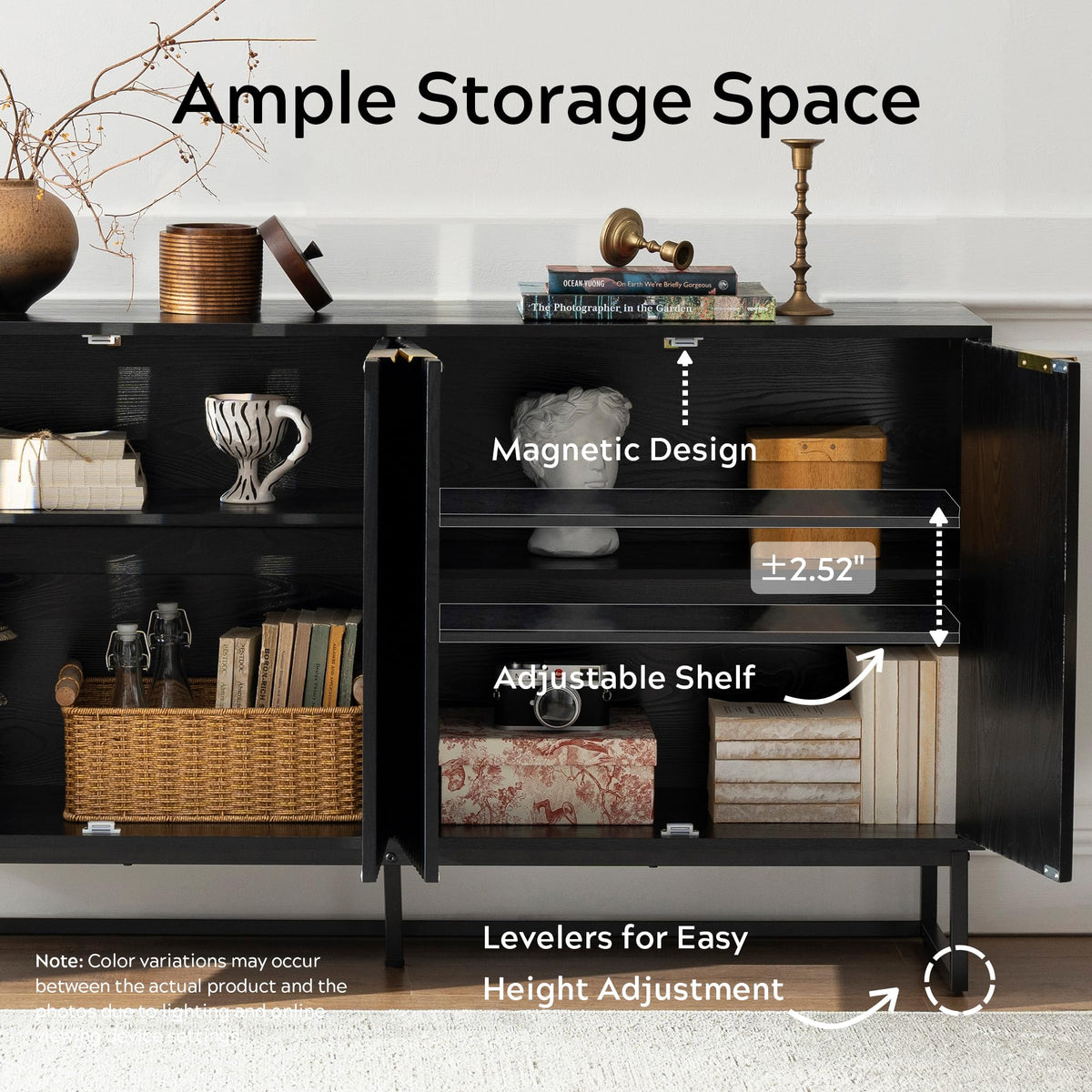 Black Fluted Sideboard Cabinet