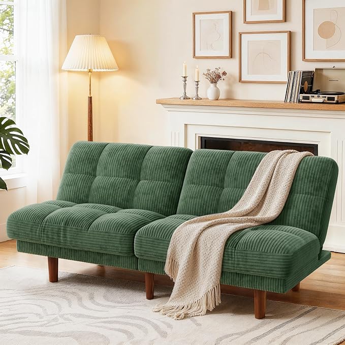 Convertible Futon Sofa Bed with Adjustable Backrest