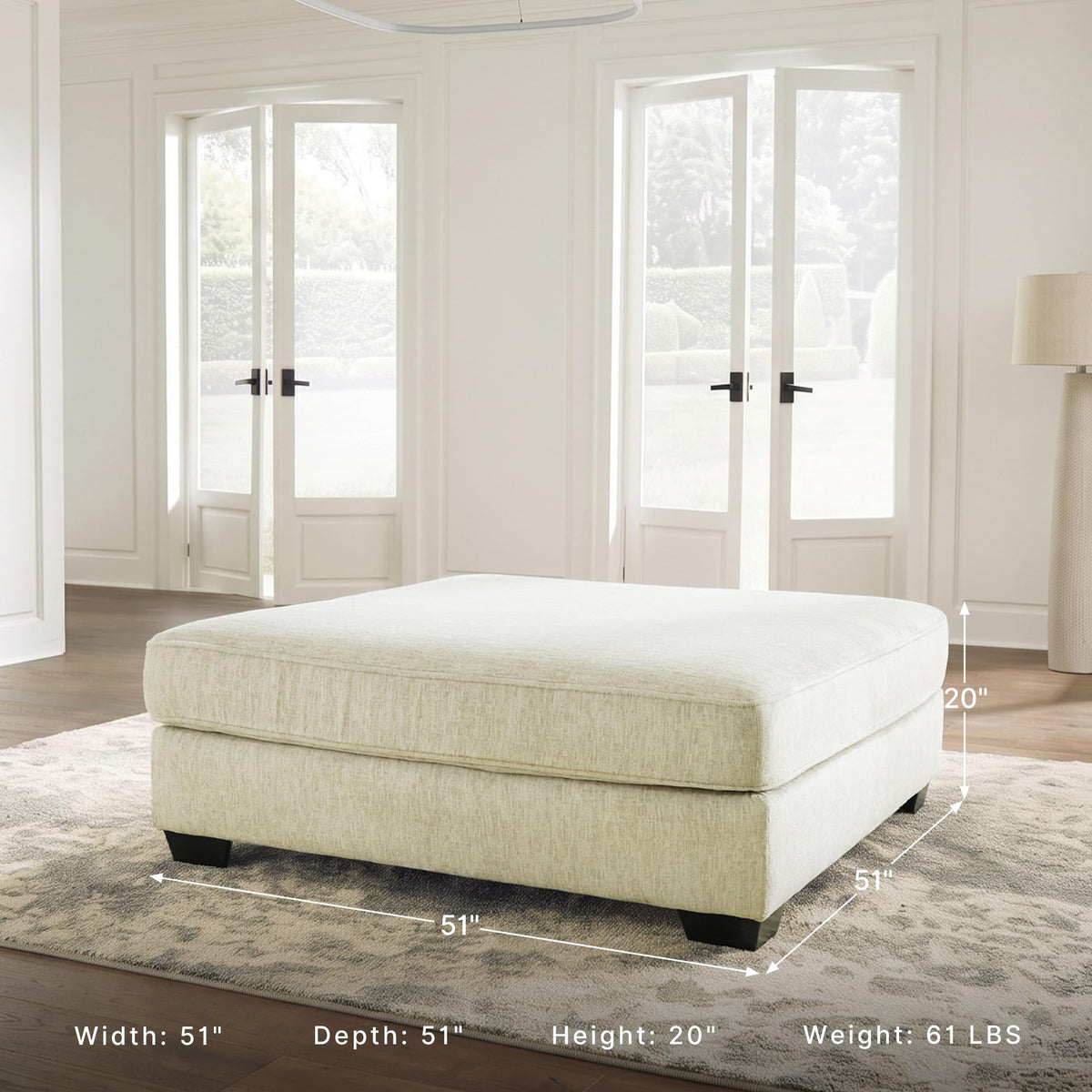 Oversized Square Beige Ottoman