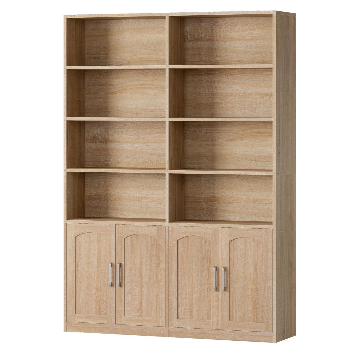 FACBOTALL Bookshelf and Bookcase with Doors, Double Wide Large Bookshelves