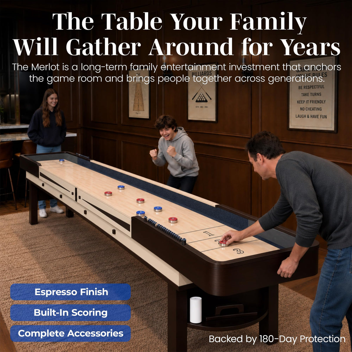 Hathaway Merlot 12-Ft Shuffleboard Game Table - Espresso Finish