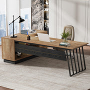 L-Shaped Executive Desk with Cabinet & Drawers