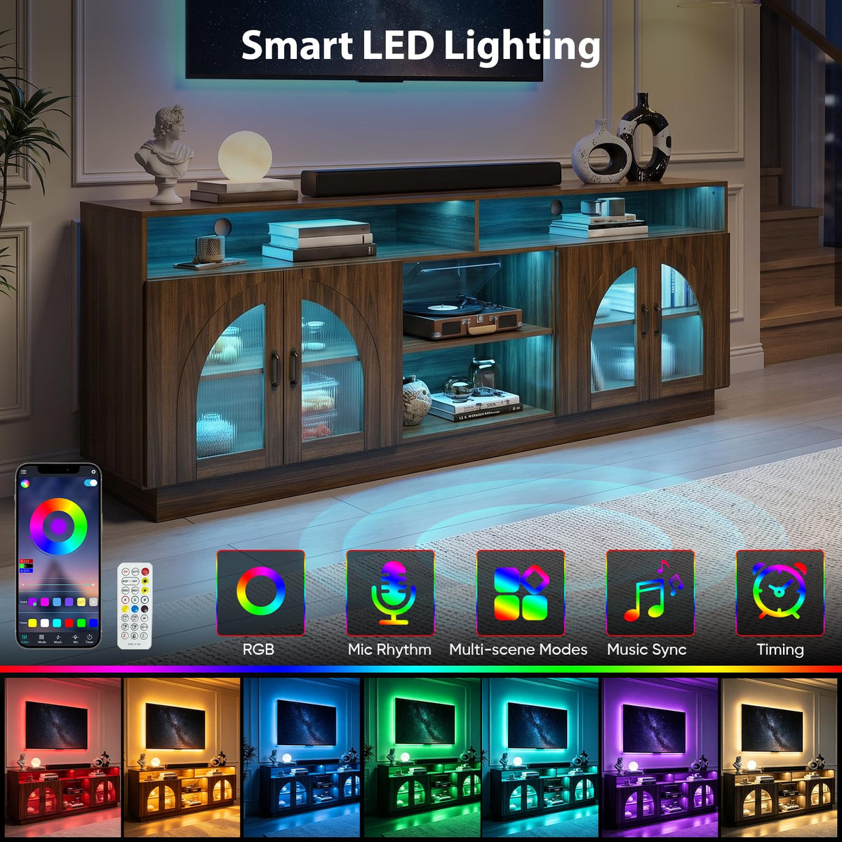Brown LED TV Stand with Storage