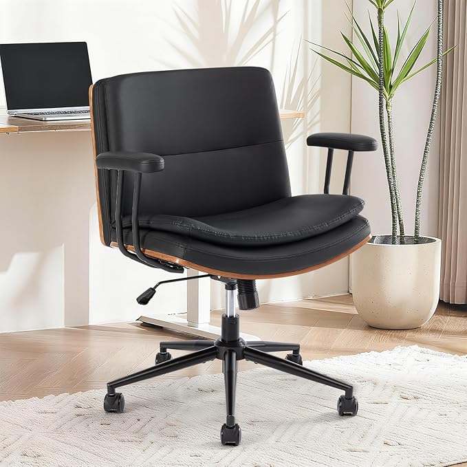 Armless Swivel Office Chair with Wheels