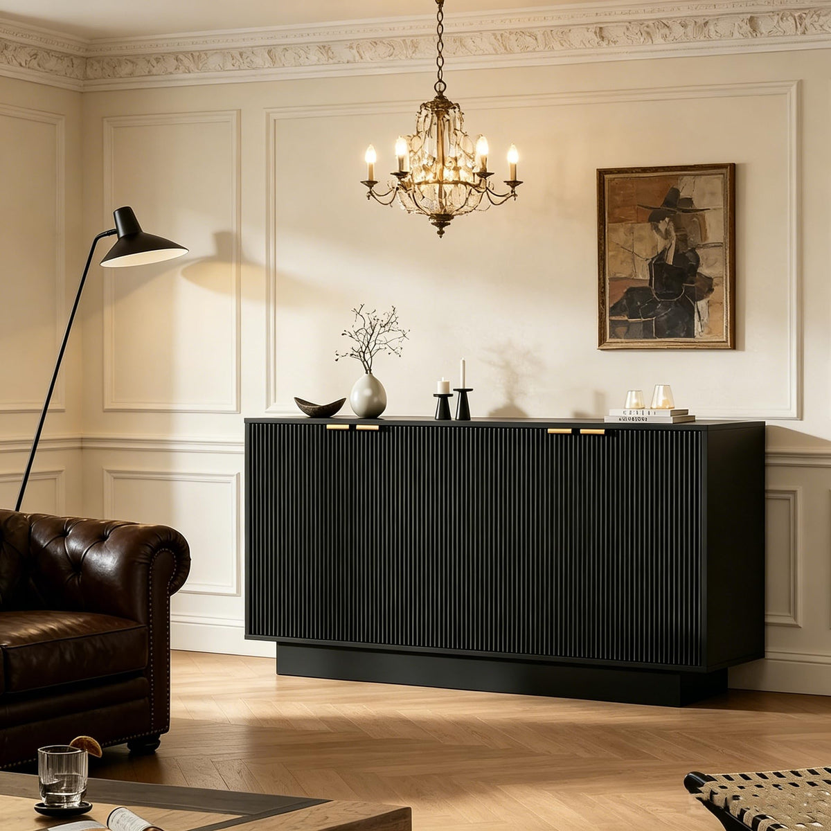 Black Fluted Sideboard