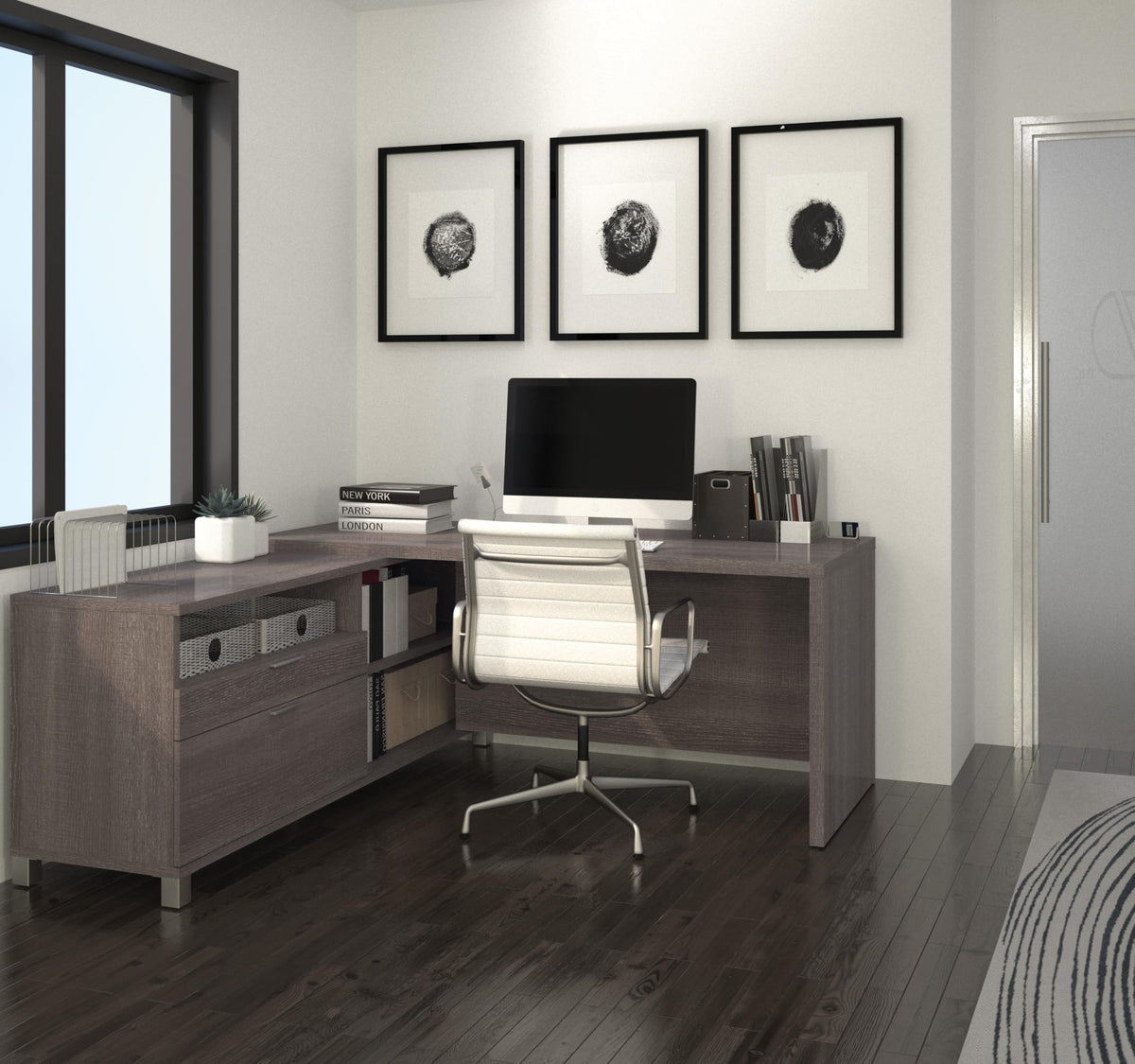 Reversible L-Shaped Desk with Storage