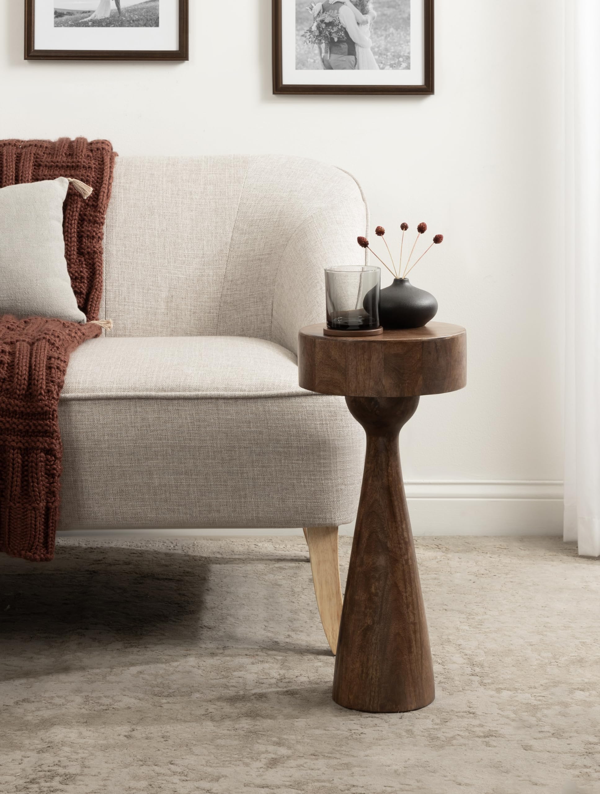 Sculptural Mango Wood Accent Table