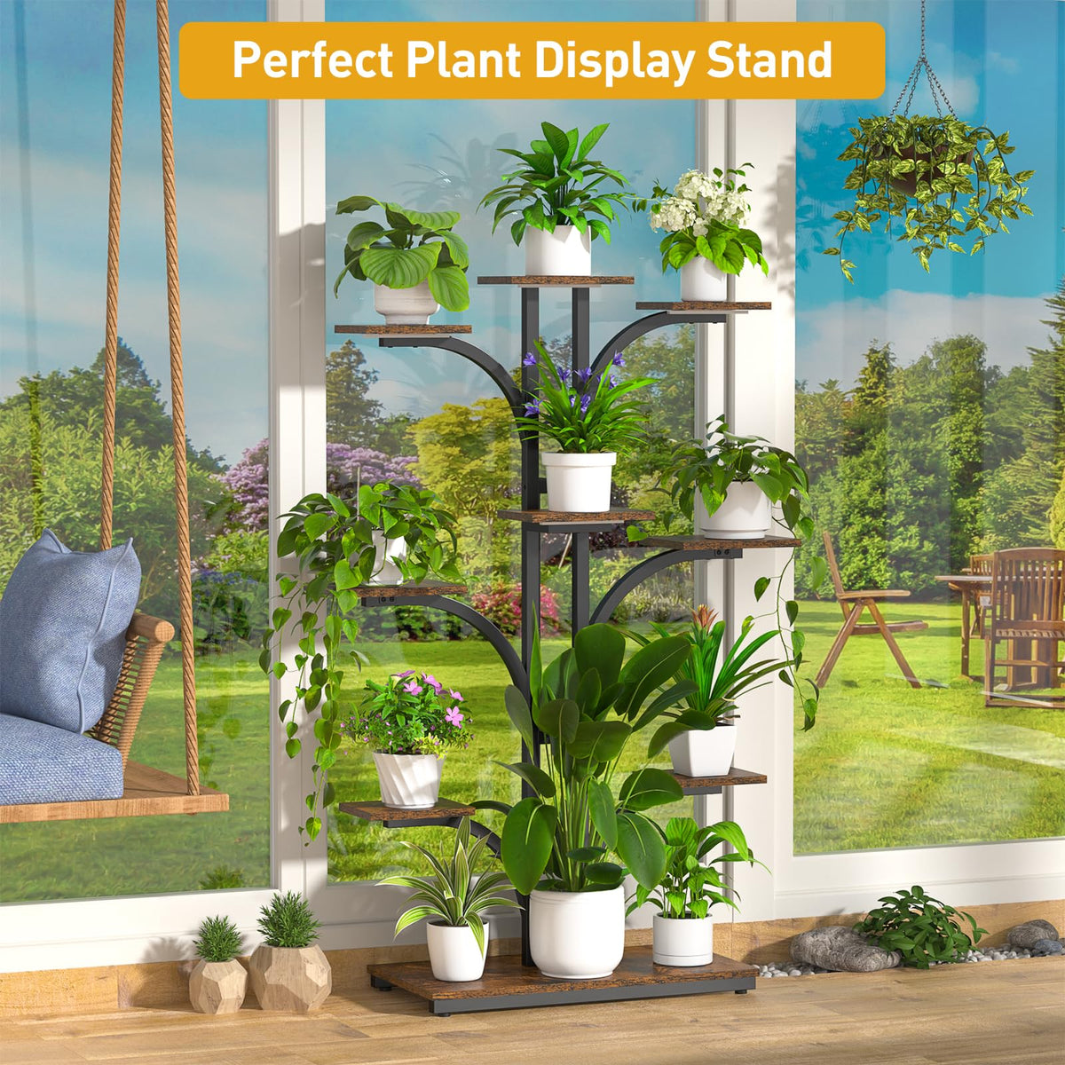 Plant Stand Indoor with Grow Light,9 Tiered 64" Tall Corner Plant Shelf