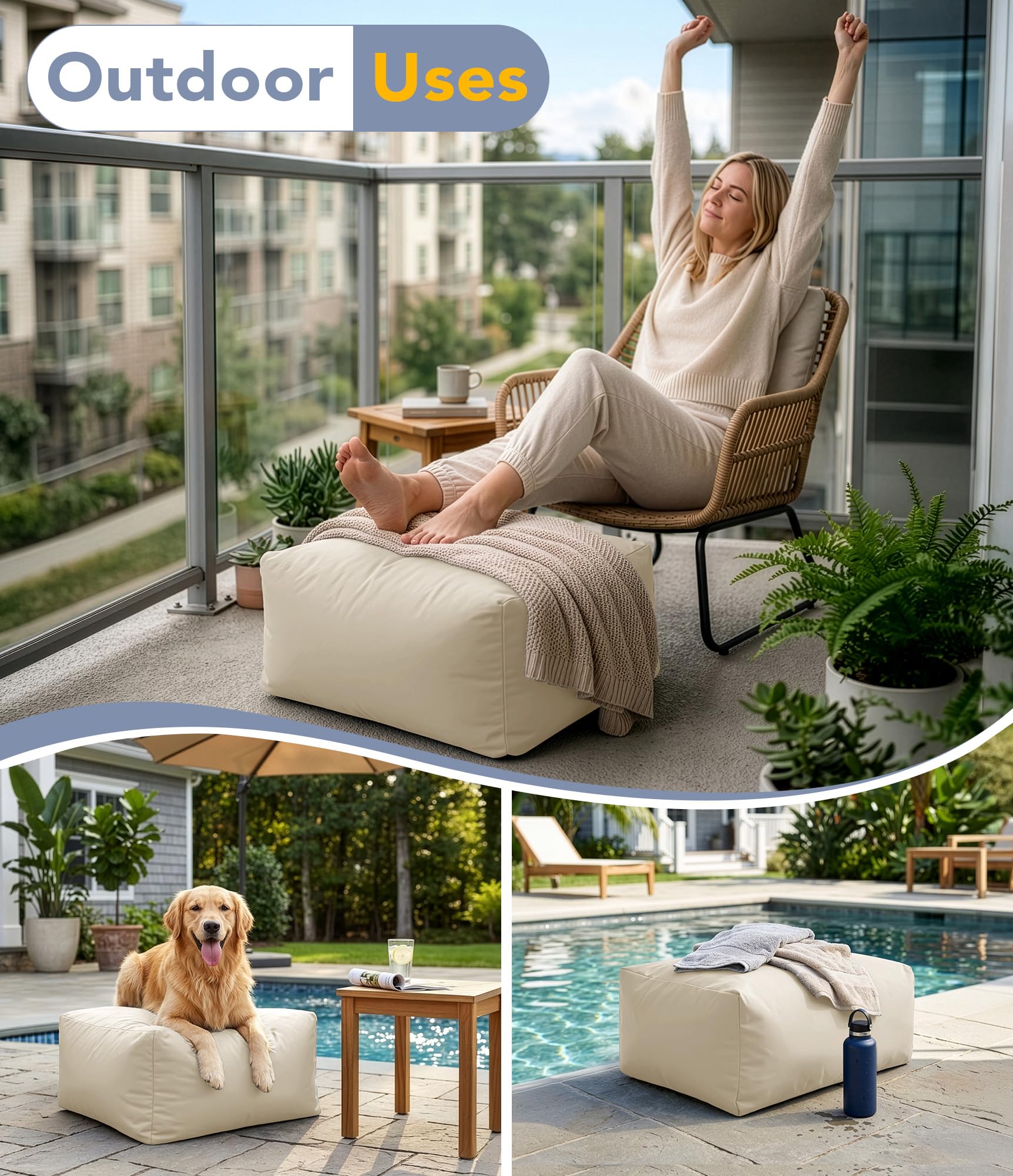 Outdoor Bean Bag Ottoman Foot Rest