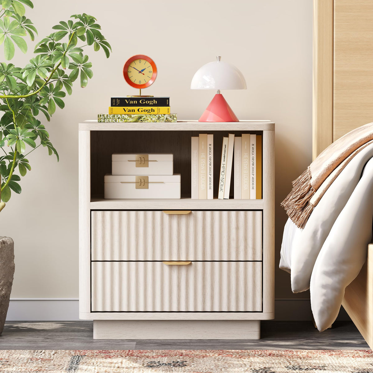 Fluted Nightstand Set of 2